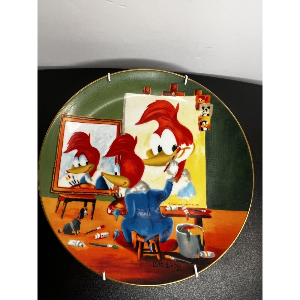 Vintage Woody‎ Woodpecker Triple Self Portrait Plate Signed